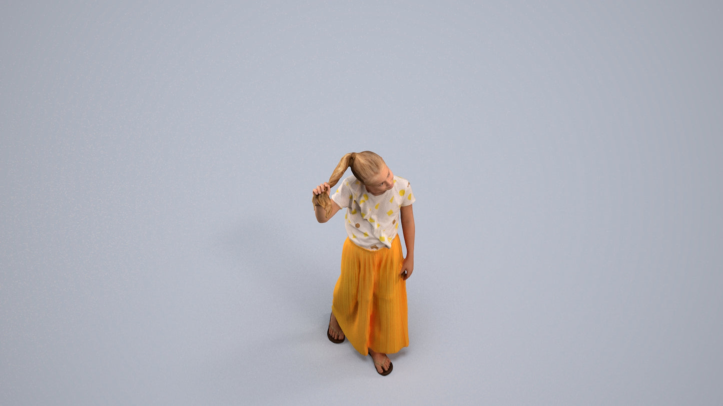 scanned 3D woman casual kids, photogrammetry people for Enscape and V-Ray, back view render