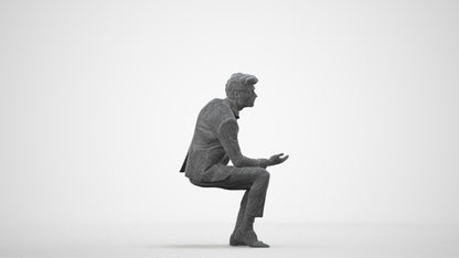 photogrammetry 3D man business, realistic human model archviz FBX, wireframe side view