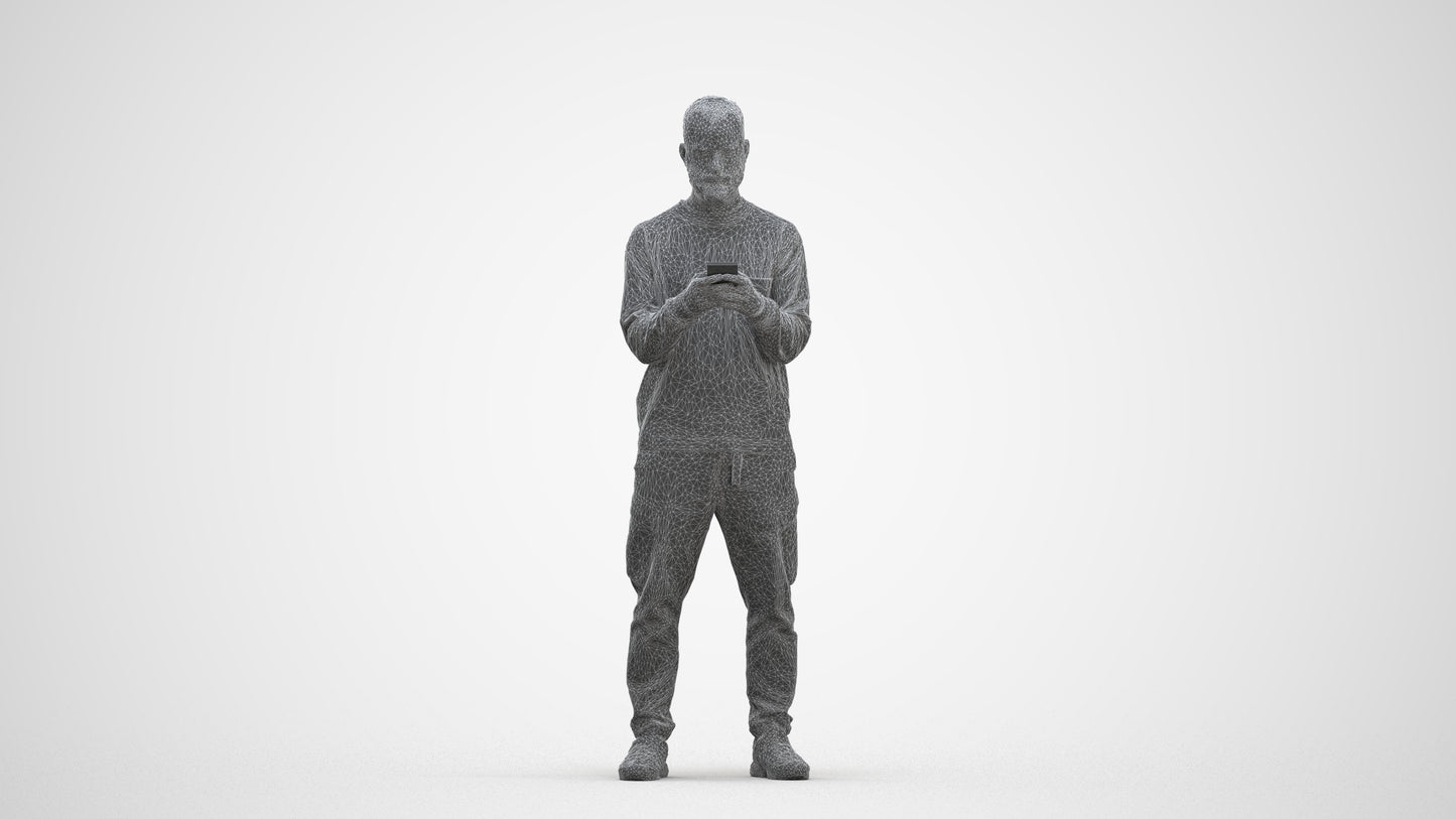 realistic 3D people man casual standing, render-ready for V-Ray and Corona, FBX OBJ, three-quarter front view render