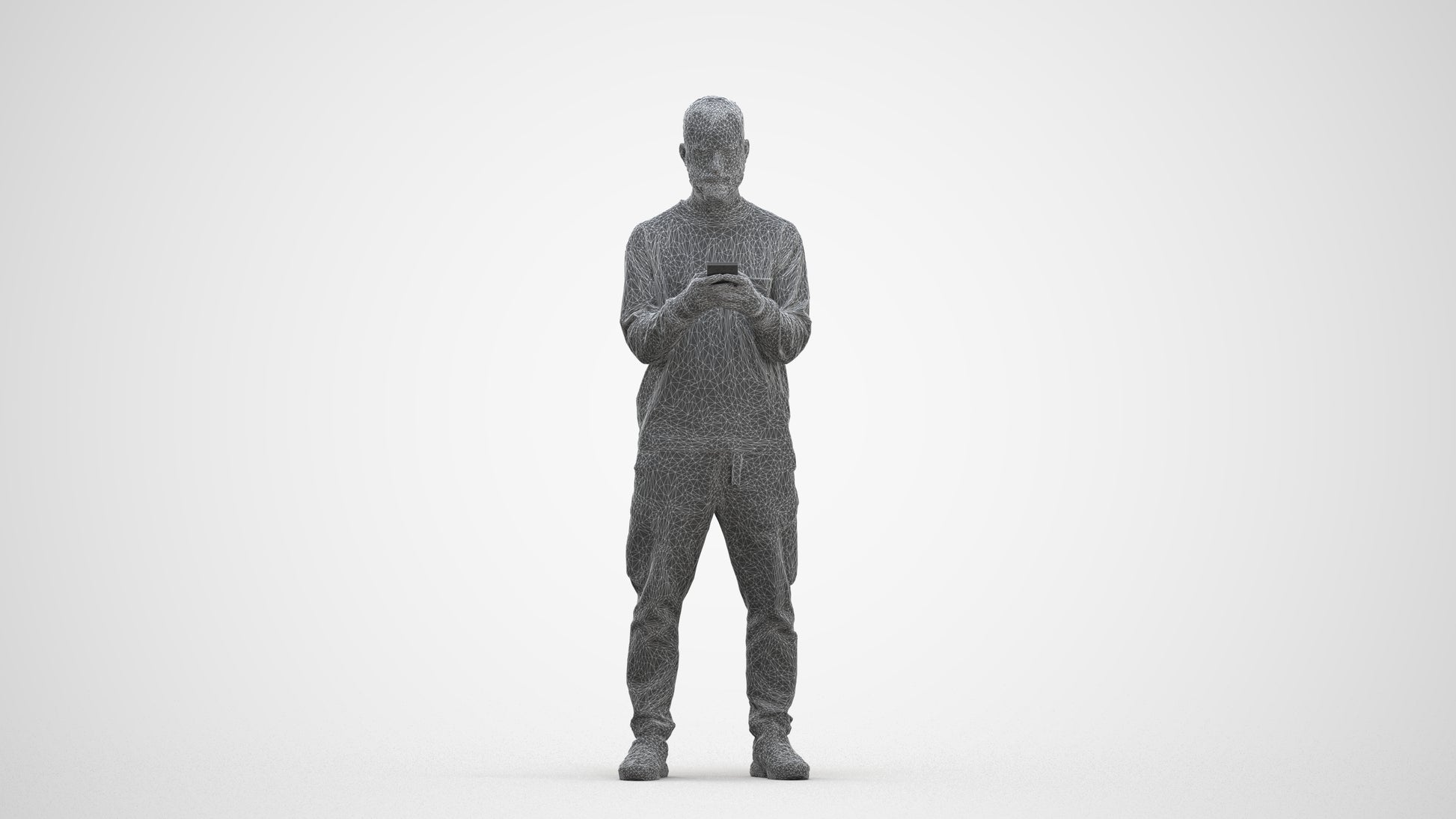 realistic 3D people man casual standing, render-ready for V-Ray and Corona, FBX OBJ, three-quarter front view render