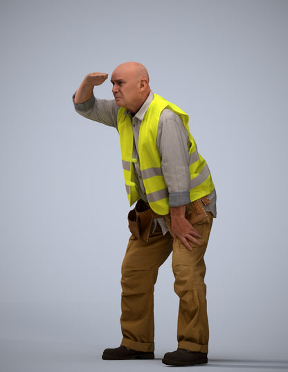 realistic 3D senior man standing, scanned archviz people for Blender and 3ds Max