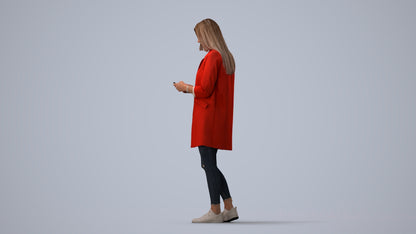 photogrammetry 3D woman casual standing, realistic human model archviz FBX, three-quarter view render