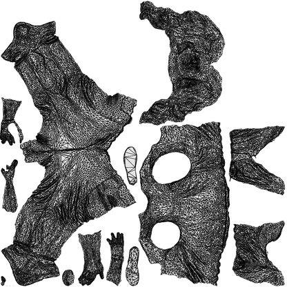 3D human model woman casual mix, photogrammetry scanned person for archviz, wireframe top-down view