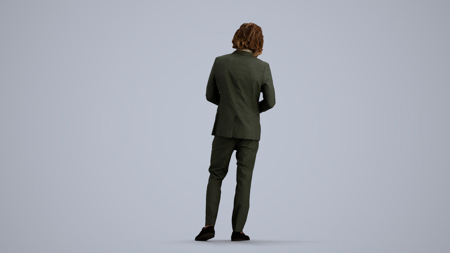 3D people model man business, scanned human for 3ds Max rendering, front view render