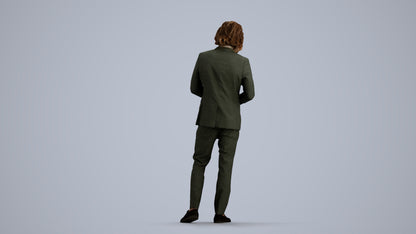 3D people model man business, scanned human for 3ds Max rendering, front view render