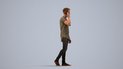 scanned 3D man casual walking, photogrammetry people for Enscape and V-Ray, side view render