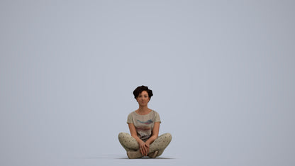 realistic 3D woman sitting, scanned archviz people for Blender and 3ds Max, standing pose render