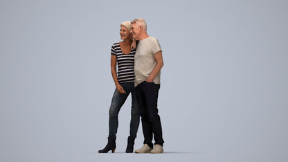 realistic 3D senior woman casual standing, scanned archviz people for Blender and 3ds Max, top-down view render