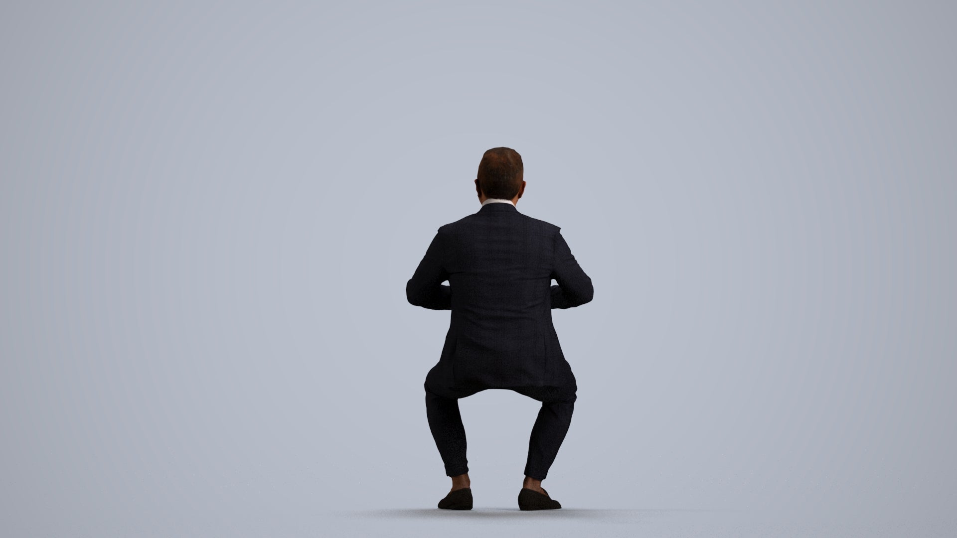 3D human model man business, photogrammetry scanned person for archviz, front view render