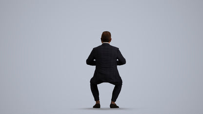 3D human model man business, photogrammetry scanned person for archviz, front view render