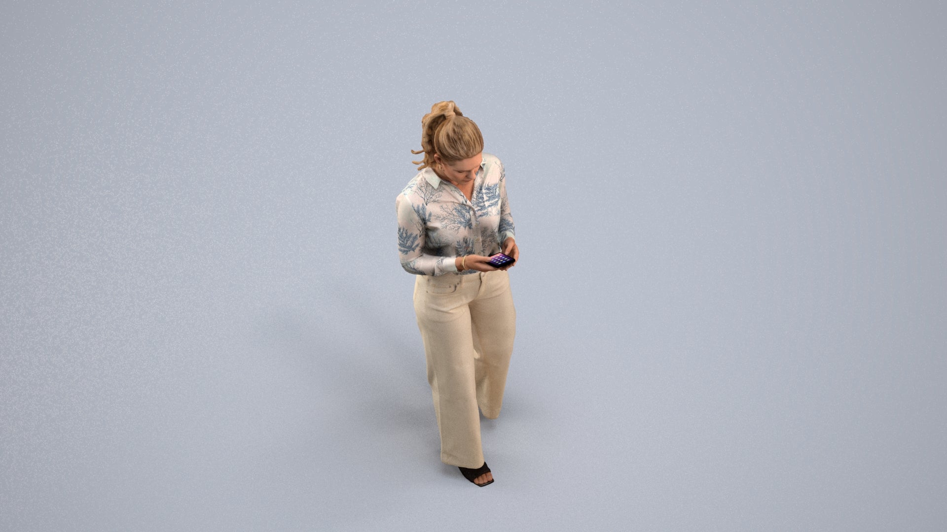 scanned 3D woman casual standing, photogrammetry people for Enscape and V-Ray, back view render