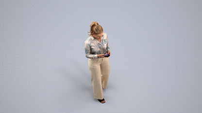scanned 3D woman casual standing, photogrammetry people for Enscape and V-Ray, back view render