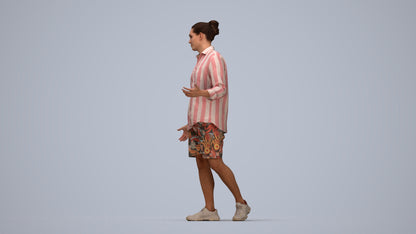 scanned 3D man casual walking, photogrammetry people for Enscape and V-Ray, top-down view render