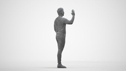 scanned 3D man casual standing, photogrammetry people for Enscape and V-Ray, wireframe side view