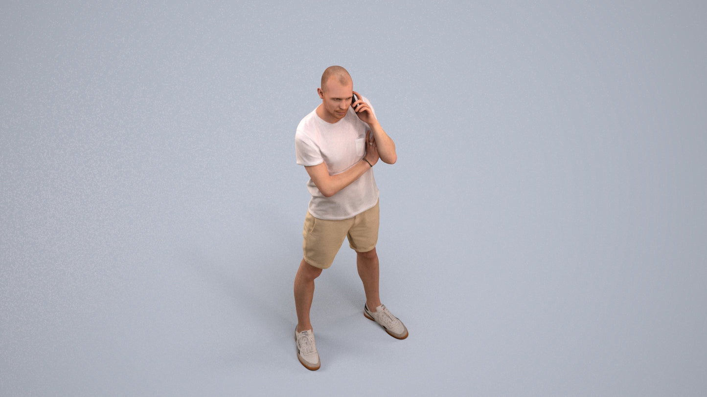 realistic 3D people man casual standing, render-ready for V-Ray and Corona, FBX OBJ, back view render