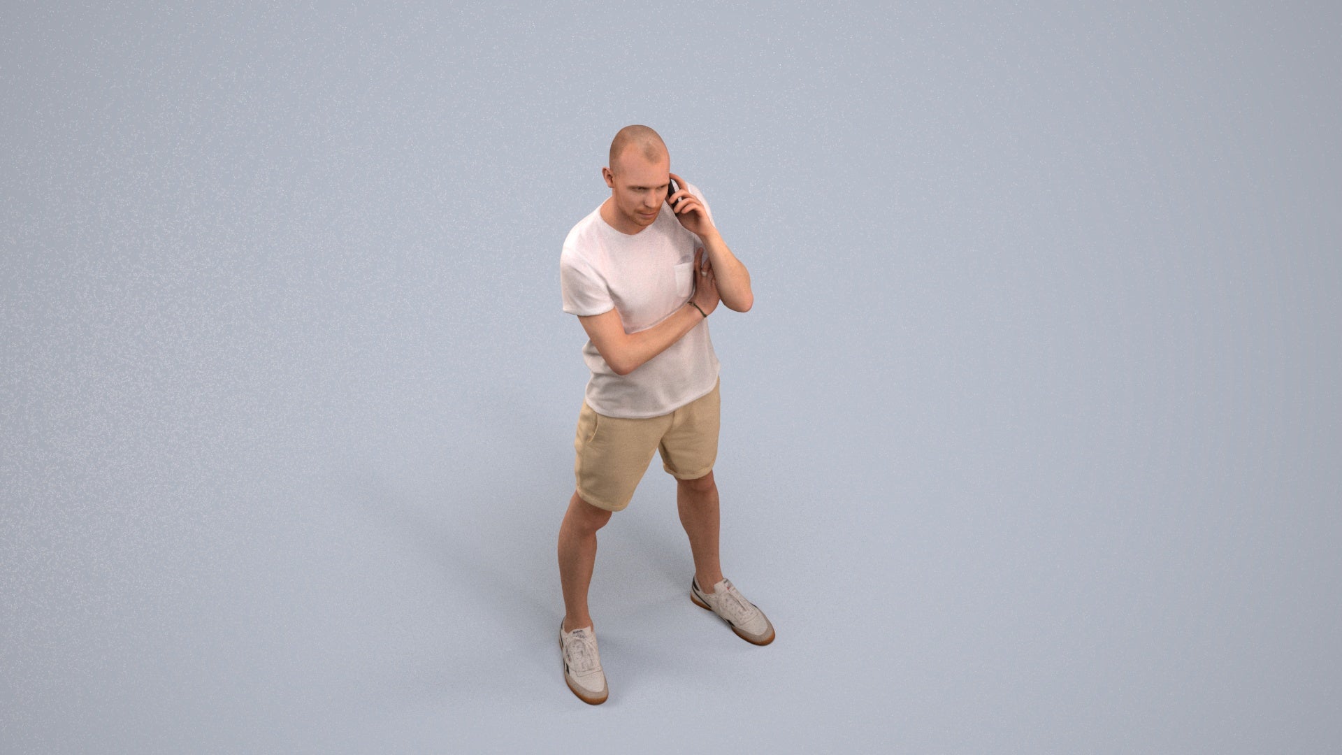 realistic 3D people man casual standing, render-ready for V-Ray and Corona, FBX OBJ, back view render