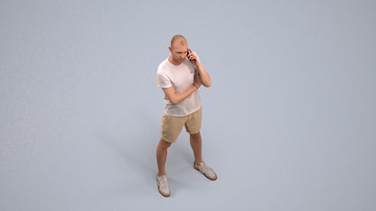 realistic 3D people man casual standing, render-ready for V-Ray and Corona, FBX OBJ, back view render