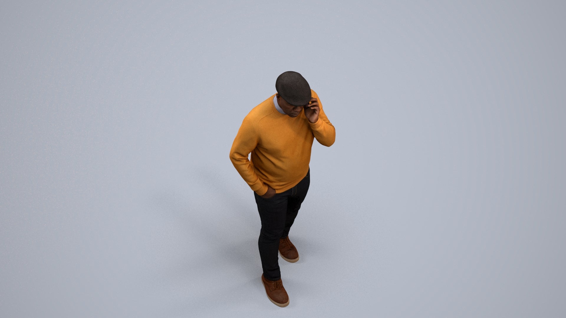 realistic 3D human man casual walking, archviz people FBX OBJ for Blender, back view render