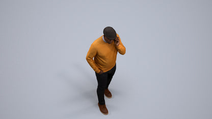realistic 3D human man casual walking, archviz people FBX OBJ for Blender, back view render