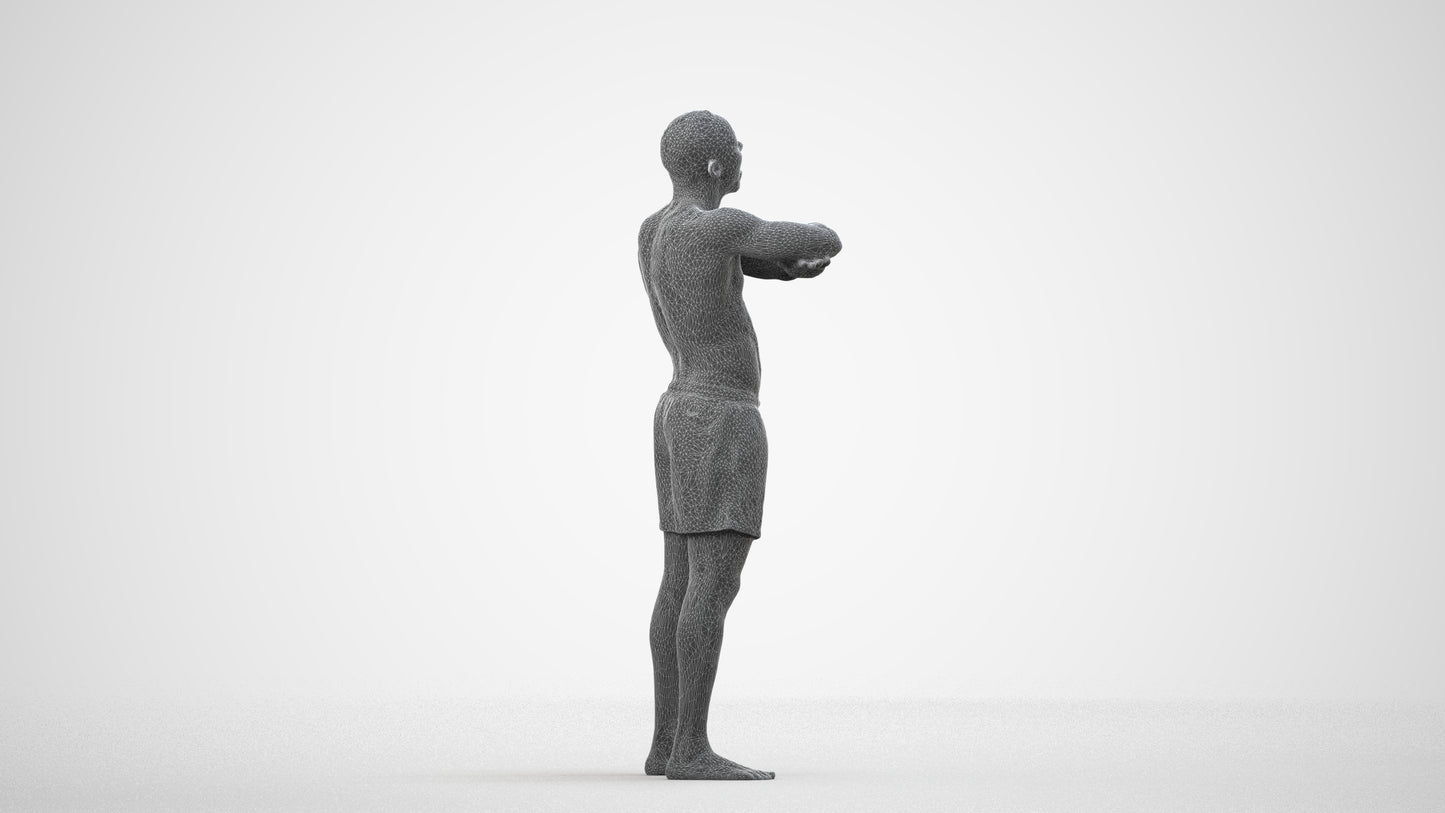 realistic 3D people man pool, render-ready for V-Ray and Corona, FBX OBJ, wireframe side view