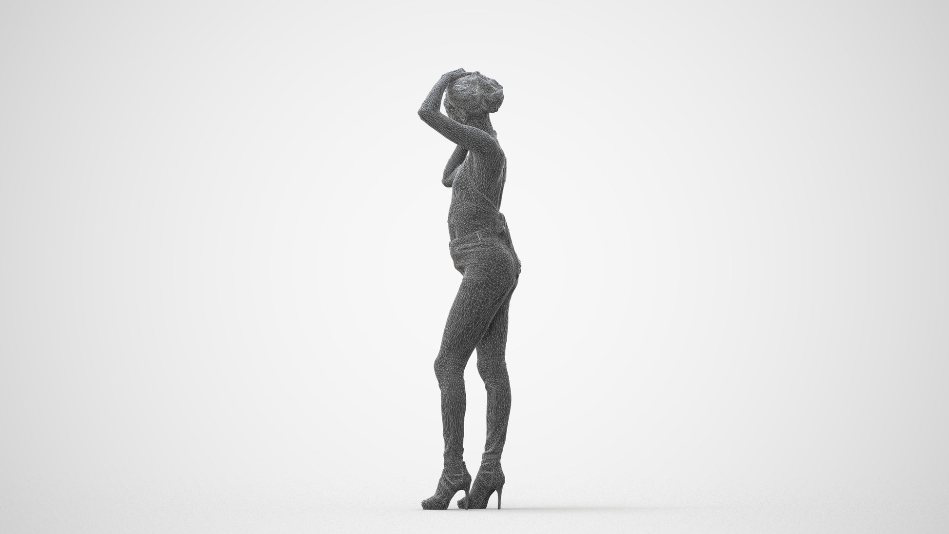 photogrammetry 3D woman casual standing, realistic human model archviz FBX, square thumbnail