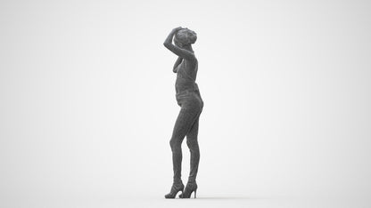 photogrammetry 3D woman casual standing, realistic human model archviz FBX, square thumbnail