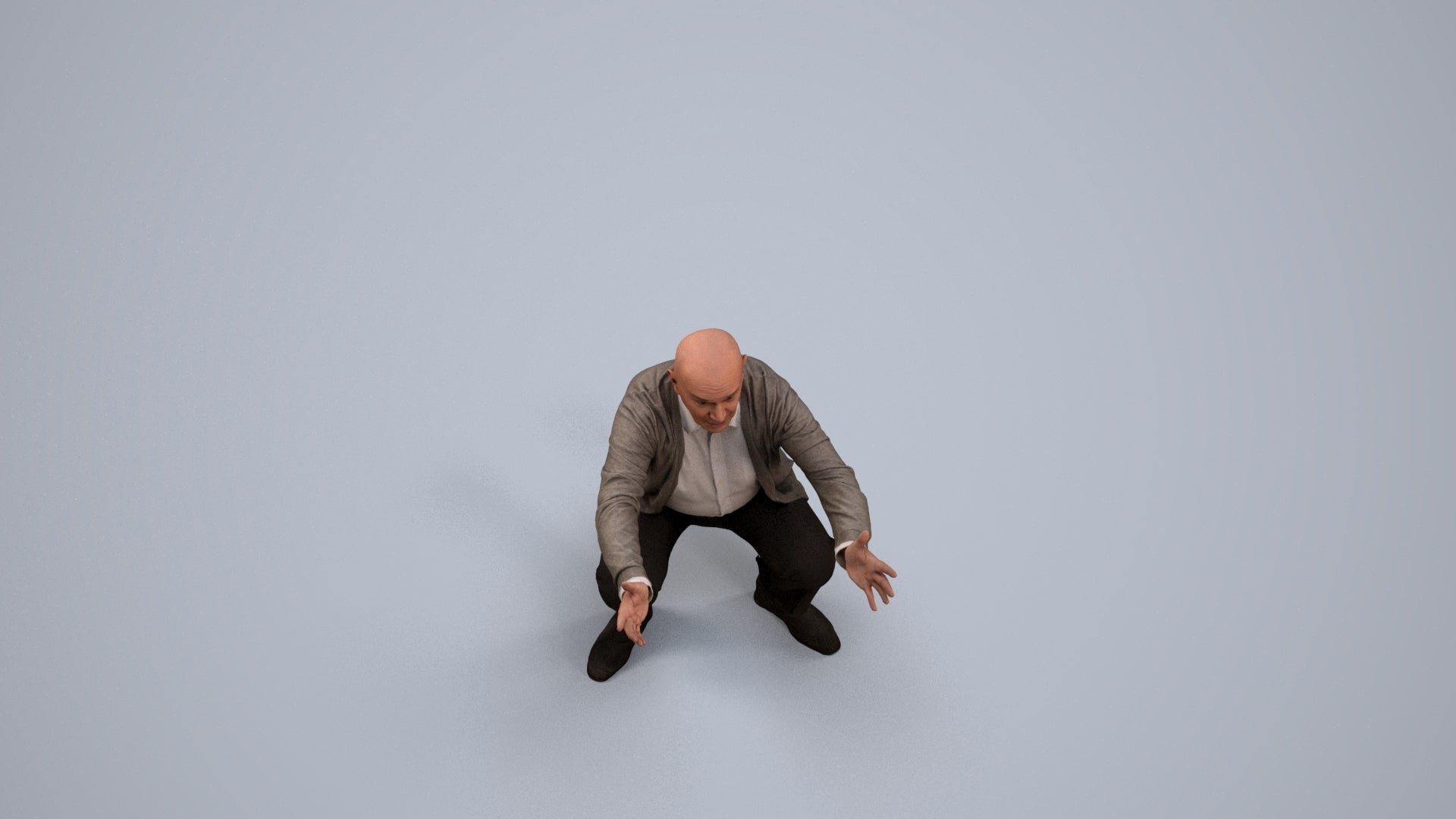 3D scanned senior man standing casual, photorealistic archviz people for Enscape and SketchUp, back view render