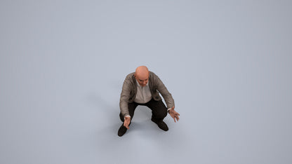 3D scanned senior man standing casual, photorealistic archviz people for Enscape and SketchUp, back view render