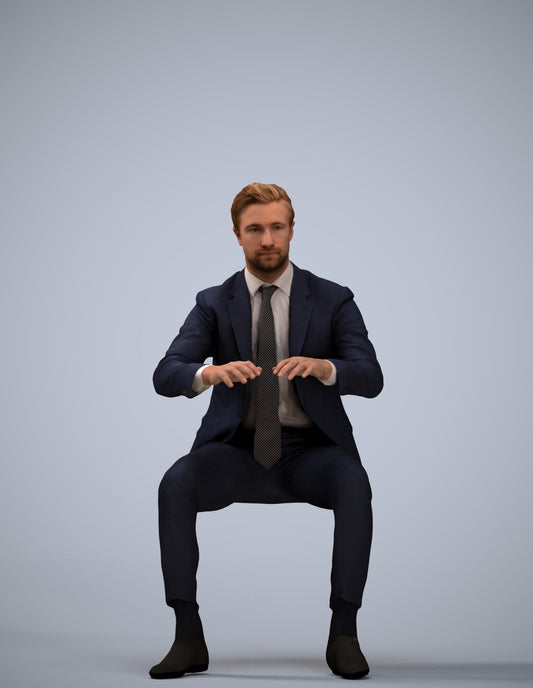 3D scanned man business, photorealistic archviz people for Enscape and SketchUp