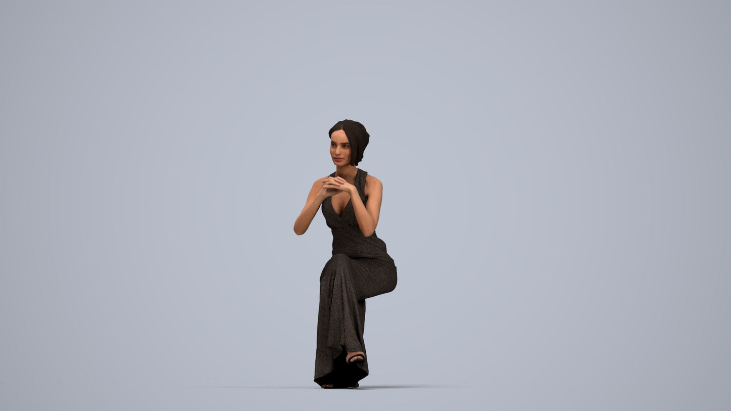 3D people model woman formal formalaffairs, scanned human for 3ds Max rendering, top-down view render