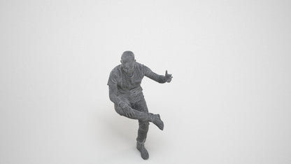 realistic 3D people man casual sitting, render-ready for V-Ray and Corona, FBX OBJ, wireframe three-quarter view