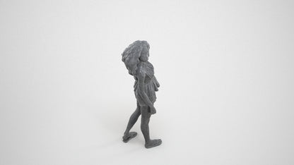 scanned 3D woman casual standing, photogrammetry people for Enscape and V-Ray, wireframe three-quarter view
