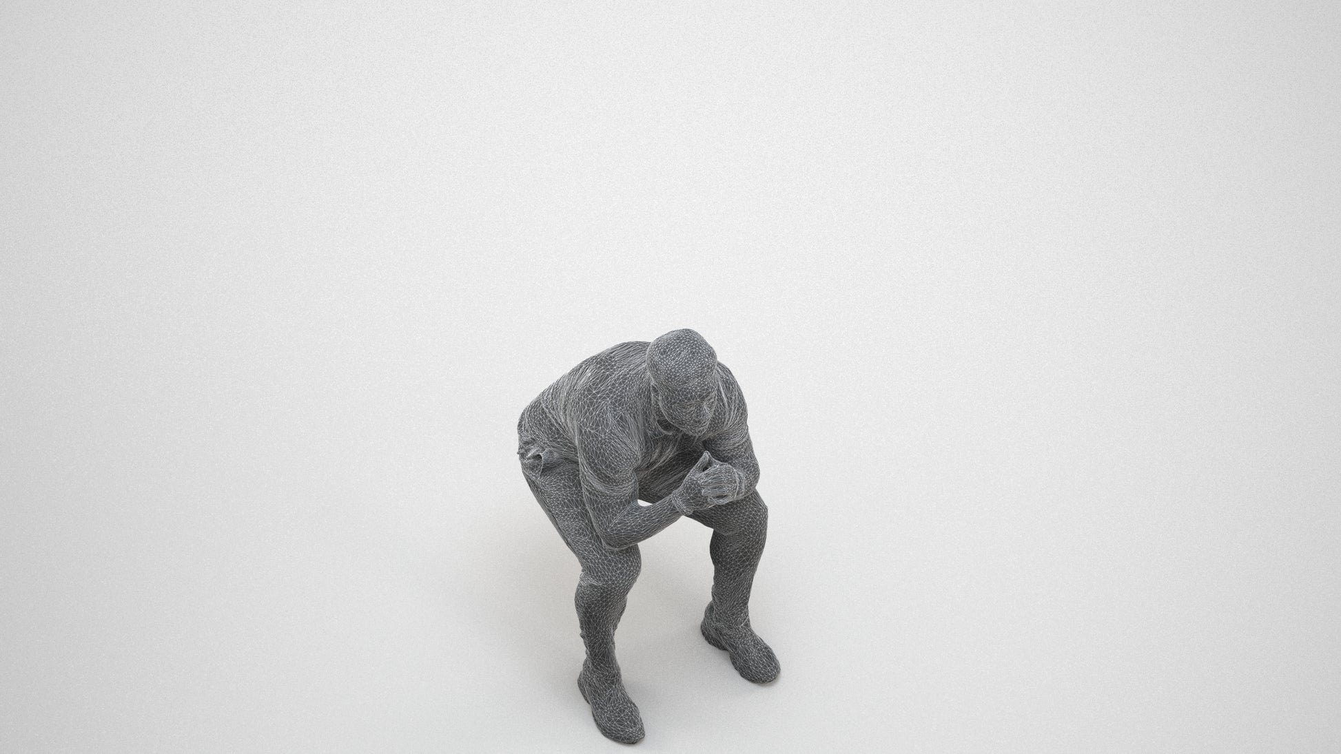 realistic 3D people man casual sitting, render-ready for V-Ray and Corona, FBX OBJ, wireframe three-quarter view