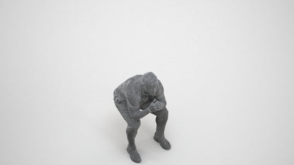 realistic 3D people man casual sitting, render-ready for V-Ray and Corona, FBX OBJ, wireframe three-quarter view