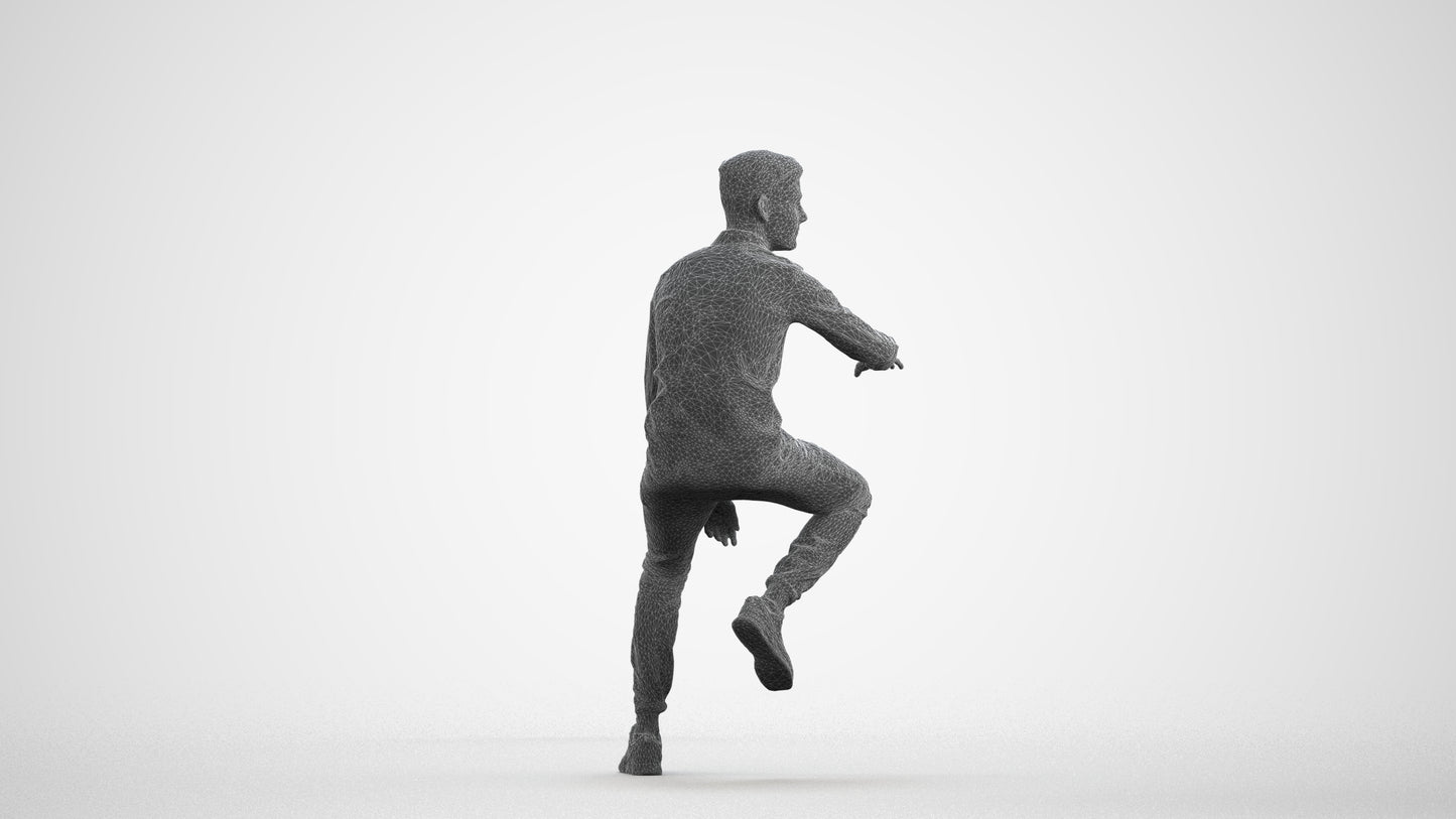 realistic 3D people man casual sitting, render-ready for V-Ray and Corona, FBX OBJ, wireframe front view