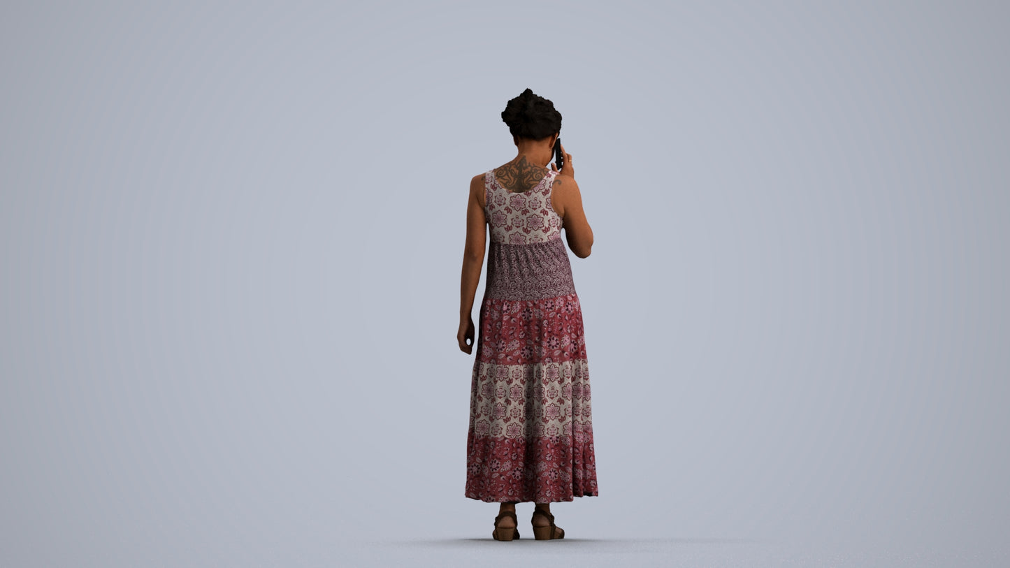 3D people model woman casual standing, scanned human for 3ds Max rendering, front view render