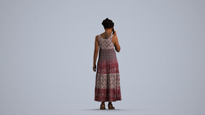 3D people model woman casual standing, scanned human for 3ds Max rendering, front view render