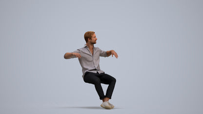 realistic 3D man casual sitting, scanned archviz people for Blender and 3ds Max, standing pose render