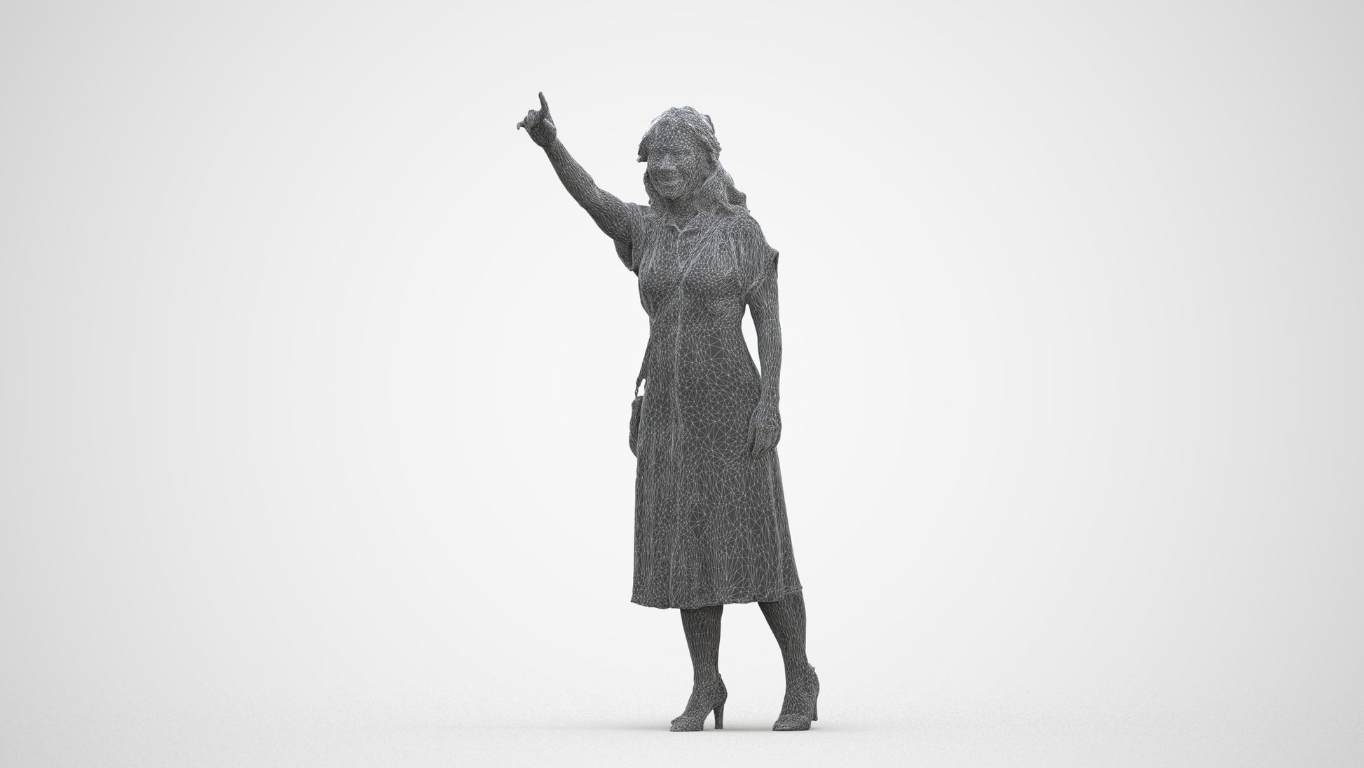 photogrammetry 3D woman casual standing, realistic human model archviz FBX, three-quarter front view render