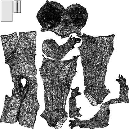 3D people model man business standing, scanned human for 3ds Max rendering, wireframe top-down view