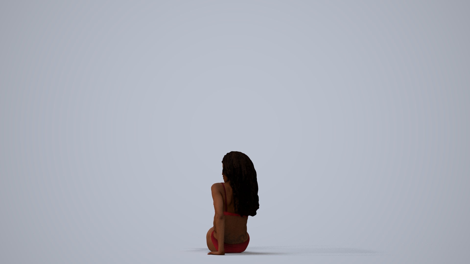 realistic 3D woman pool, scanned archviz people for Blender and 3ds Max, three-quarter view render