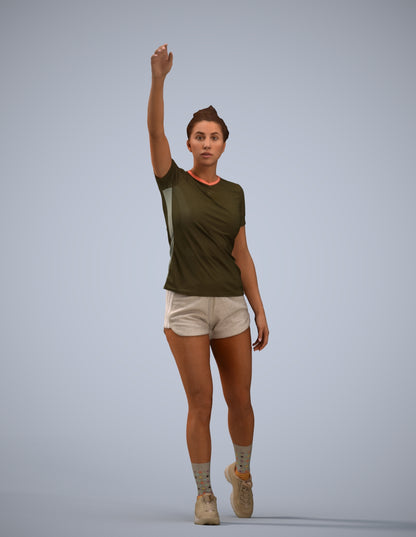 3D human model woman sport, photogrammetry scanned person for archviz