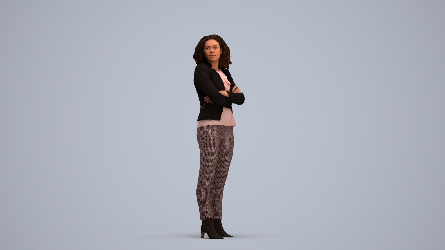 scanned 3D woman business standing, photogrammetry people for Enscape and V-Ray, standing pose render