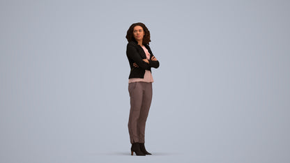 scanned 3D woman business standing, photogrammetry people for Enscape and V-Ray, standing pose render
