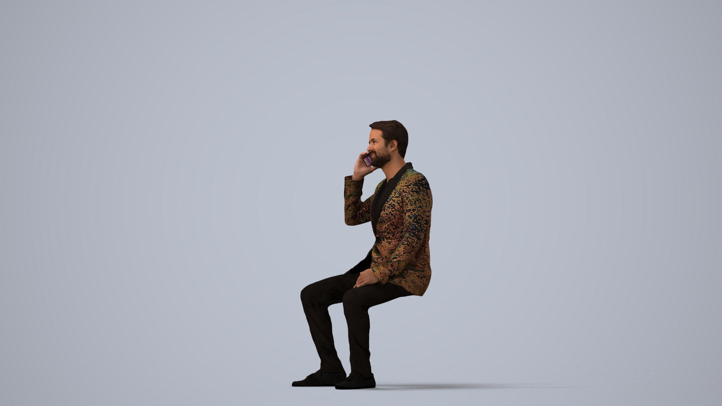 3D scanned man formalaffairs formal, photorealistic archviz people for Enscape and SketchUp, three-quarter view render