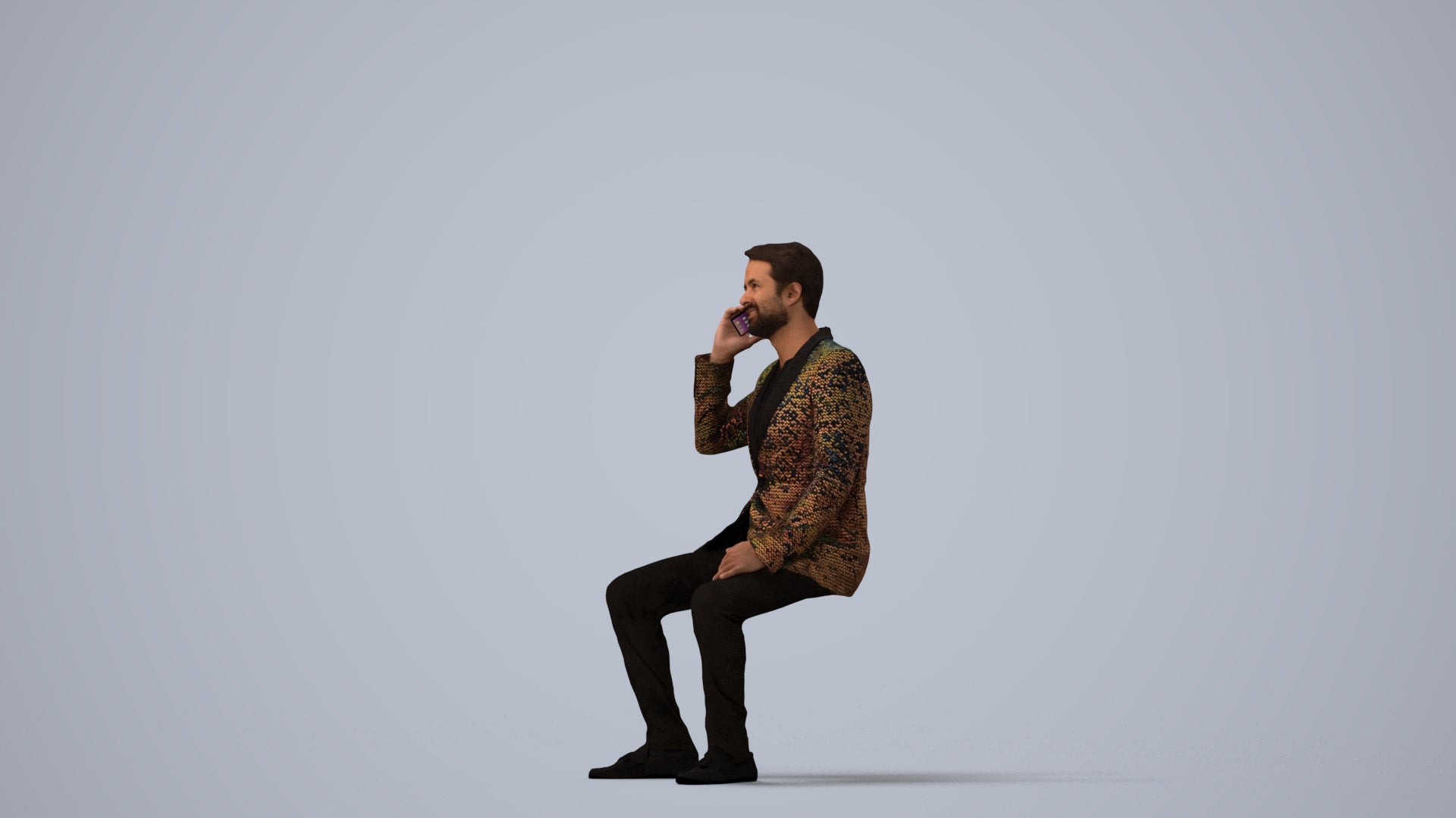 3D scanned man formalaffairs formal, photorealistic archviz people for Enscape and SketchUp, three-quarter view render