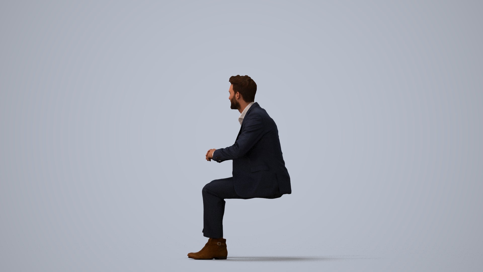 scanned 3D man business, photogrammetry people for Enscape and V-Ray, three-quarter view render