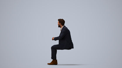 scanned 3D man business, photogrammetry people for Enscape and V-Ray, three-quarter view render