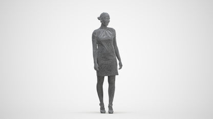 realistic 3D people woman business standing, render-ready for V-Ray and Corona, FBX OBJ, three-quarter front view render