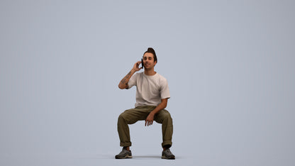 3D people model man casual sitting, scanned human for 3ds Max rendering, standing pose render
